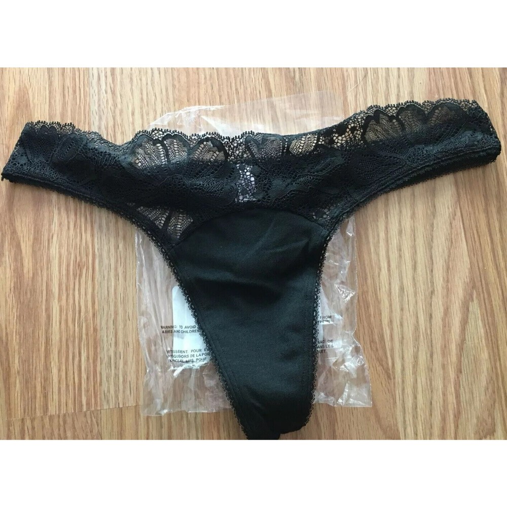 Victorias Secret Cotton Lace Thong Panties Thong Size Medium New
